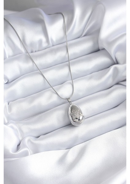 316L Çelik Gümüş Renk Damla Model Yıldız Işleme Zirkon Taş Detay Kadın Kolye fiyatları