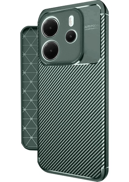 Xiaomi Redmi Note 14 4g Kılıf Auto Focus Karbon Kapak - Koyu Yeşil Bstmy