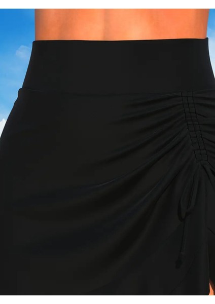 Kadın Yüksek Bel Yandan Büzgülü Fırfırlı Kısa Sandy Etek indirimleri