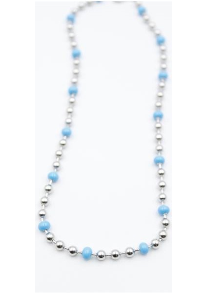 Turkuaz Boncuk Kolye - Gümüş