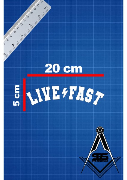 Live Fast 20X5 Jdm Yazı Araba-Motosiklet Cam Etiket Sticker Beyaz Renk fiyatları