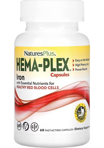 Hema-Plex + Iron +Niacin+Copper+Selenium+Benfotiamine 60 Fast-Acting Softgels