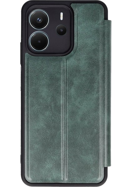 Xiaomi Redmi Note 14 4g Kılıf Flip Cover - Koyu Yeşil Bstmy