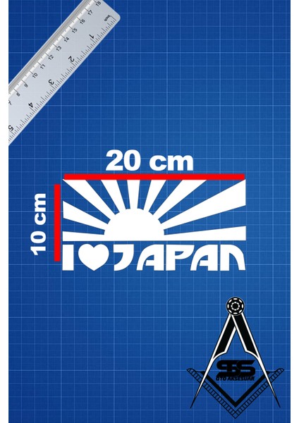 I Love You Japan 20X10 Jdm Yazı Araba-Motosiklet Cam Etiket Sticker Beyaz Renk fiyatları
