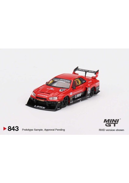 1:64 Nissan LB-ER34 Super Silhouette Skyline Diecast Model Araba - Kırmızı/siyah