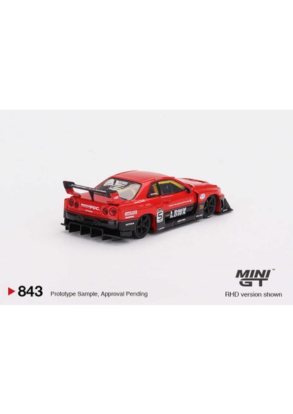 1:64 Nissan LB-ER34 Super Silhouette Skyline Diecast Model Araba - Kırmızı/siyah modelleri