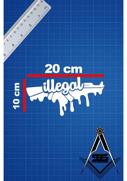 Illegal Keleş 20X10 Jdm Yazı Araba-Motosiklet Cam Etiket Sticker Beyaz Renk