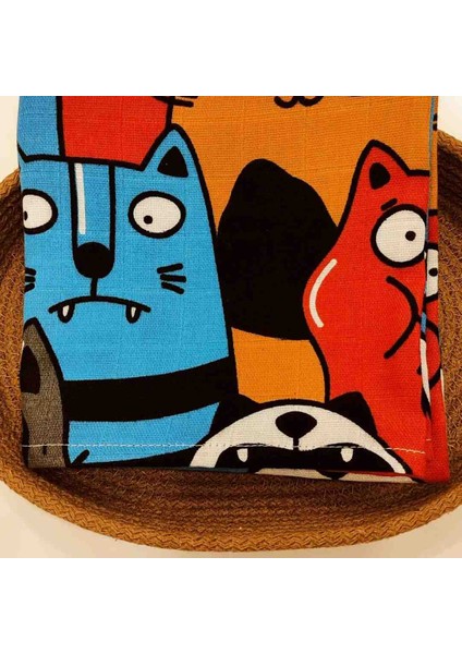 Kedi Desenli Müslin Örtü 80×80