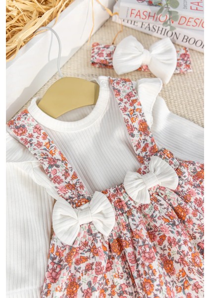 Fiyonklu Bandanalı 100% Pamuk Şık Kız Bebek Jile Etek Elbise modelleri