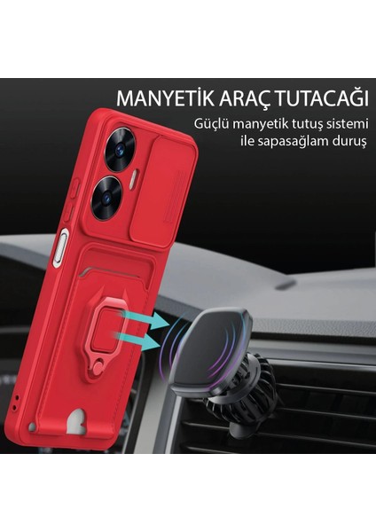 Realme C55 Kılıf Zuma Kartvizitli Yüzüklü Silikon - Siyah Bstmy