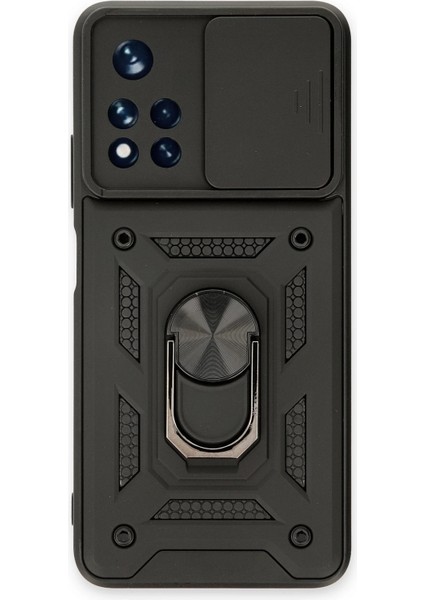 Xiaomi Redmi Note 11T Kılıf Pars Lens Yüzüklü Silikon - Siyah Bstmy