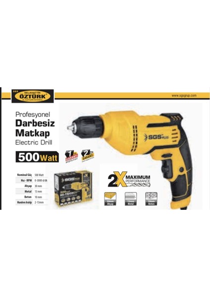 Sgs Darbesiz Matkap 500WALT