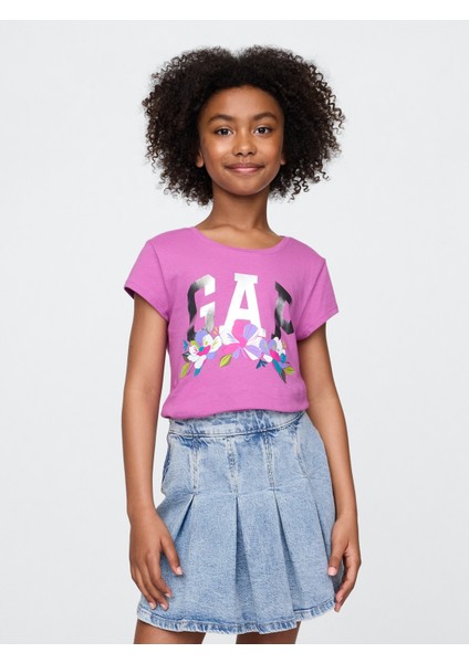 Kız Çocuk Mor Grafik T-Shirt