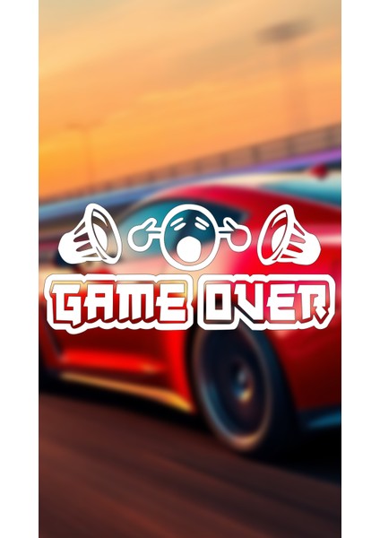 Game Over 20X9 Jdm Yazı Araba-Motosiklet Cam Etiket Sticker Beyaz Renk