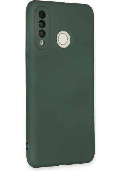 Huawei P30 Lite Kılıf Nano Içi Kadife Silikon - Koyu Yeşil Bstmy