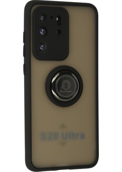 Samsung Galaxy S20 Ultra Kılıf Montreal Yüzüklü Silikon Kapak - Siyah Bstmy fiyatları