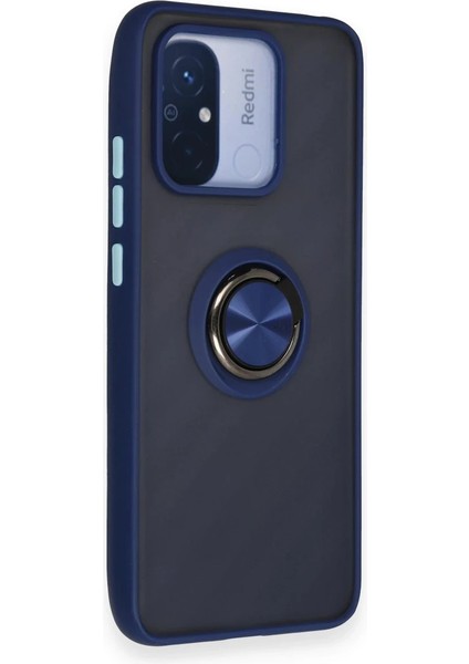 Xiaomi Redmi 12C Kılıf Montreal Yüzüklü Silikon Kapak - Lacivert Bstmy