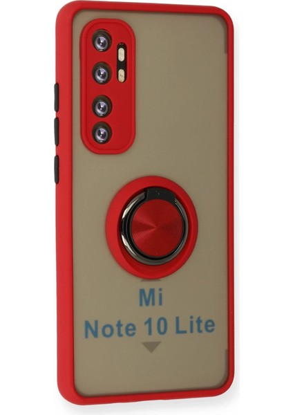 Xiaomi Mi Note 10 Lite Kılıf Montreal Yüzüklü Silikon Kapak - Kırmızı Bstmy