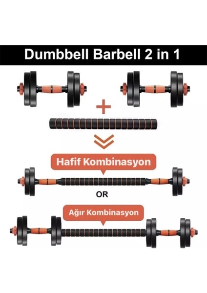 Halter ve Dambıl Seti Fonksiyonel Ağırlık ve Vücut Geliştirme Aleti 30 kg