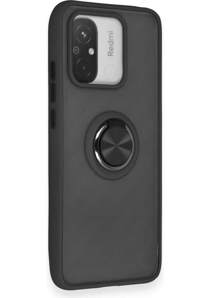 Xiaomi Redmi 12C Kılıf Montreal Yüzüklü Silikon Kapak - Siyah Bstmy
