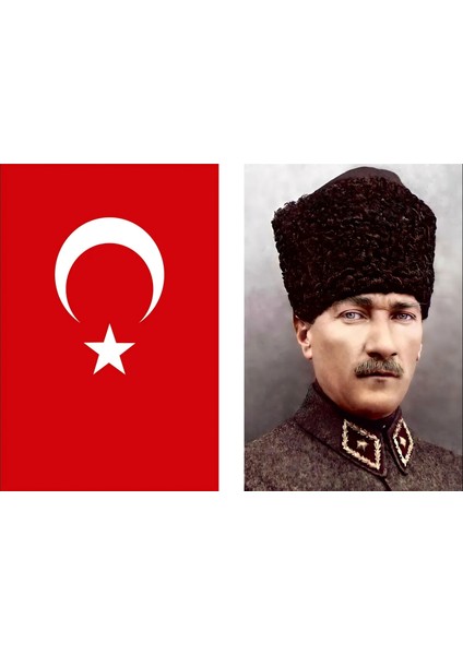 Türk Bayrağı ve Atatürk Posteri 50X75