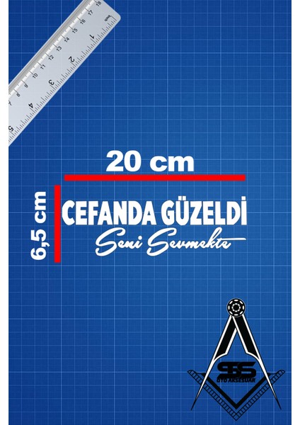 Cefanda Güzeldi Seni Sevmekte 20X6,5 Jdm Yazı Araba-Motosiklet Cam Etiket Sticker Beyaz Renk