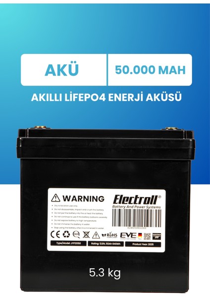 12.8V 50AH Lifepo4 Enerji Aküsü – Gelişmiş Bms'li, Uzun Ömürlü, Yüksek Güvenlikli Güç Deposu