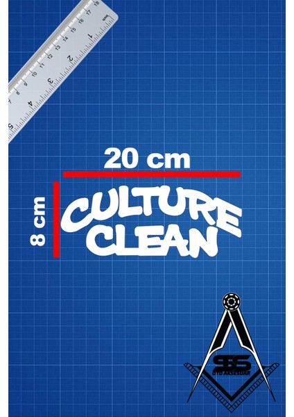 Culture Clean 20X8 Jdm Yazı Araba-Motosiklet Cam Etiket Sticker Beyaz Renk