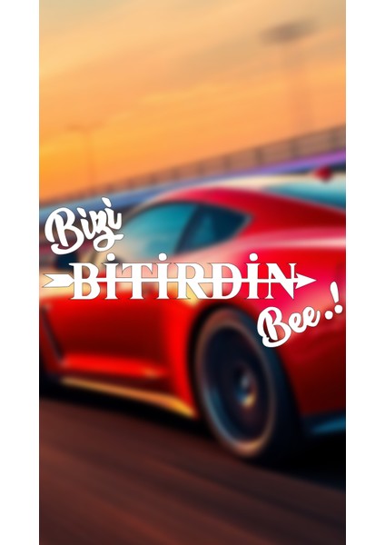 Bizi Bitirdin Be 20X10 Jdm Yazı Araba-Motosiklet Cam Etiket Sticker Beyaz Renk