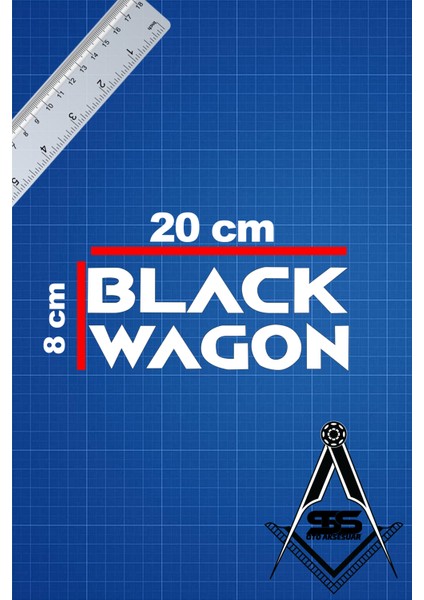 Black Wagon 20X8 Jdm Yazı Araba-Motosiklet Cam Etiket Sticker Beyaz Renk
