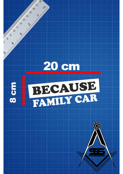 Because Famıly Car 20X8 Jdm Yazı Araba-Motosiklet Cam Etiket Sticker Beyaz Renk fiyatları