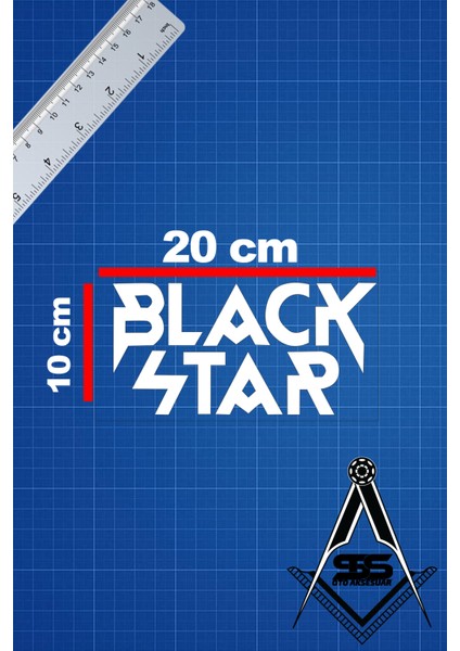 Black Star 20X10 Jdm Yazı Araba-Motosiklet Cam Etiket Sticker Beyaz Renk