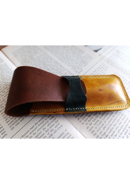 Crazy Hors Hakiki Deri Tamamen El Emeği Minimalist Cüzdan Kartlık 9,5x7 W105