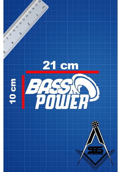 Bass Power 21X10 Jdm Yazı Araba-Motosiklet Cam Etiket Sticker Beyaz Renk