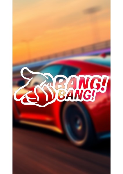 Bang Bang 20X8,5 Jdm Yazı Araba-Motosiklet Cam Etiket Sticker Beyaz Renk