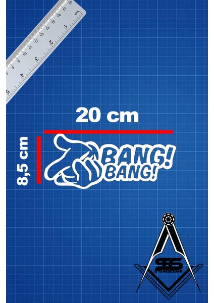 Bang Bang 20X8,5 Jdm Yazı Araba-Motosiklet Cam Etiket Sticker Beyaz Renk