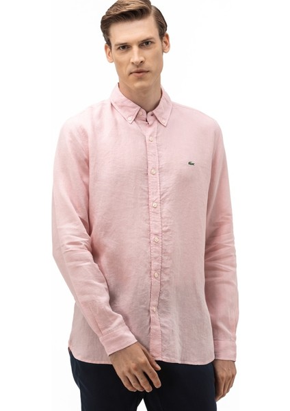 Erkek Slim Fit Keten Gömlek