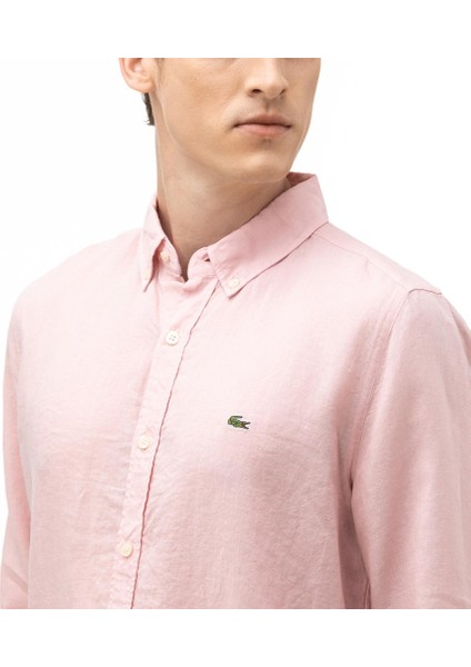 Erkek Slim Fit Keten Gömlek