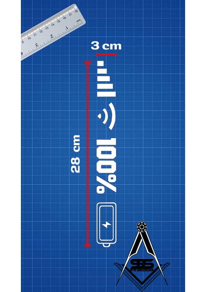 Batarya Pil Wifi Icon 25 x 3 cm Oto Sticker Araba Cam Sticker Beyaz modelleri