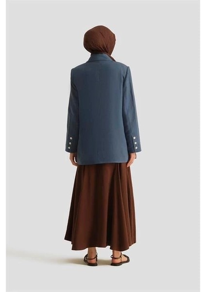 Kruvaze Keten Ceket 25Y5917 Indigo