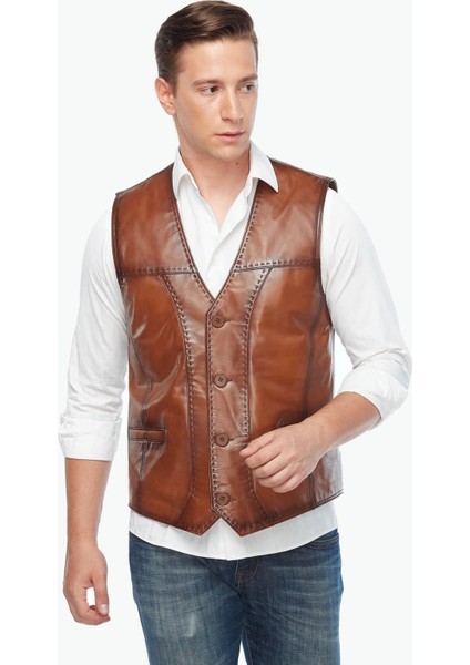 Puntolu Taba Hakiki Deri Yelek modelleri