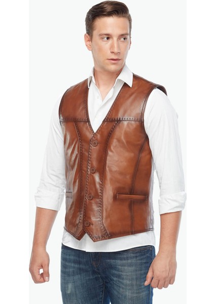 Puntolu Taba Hakiki Deri Yelek fırsatları