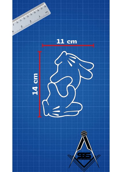 Kalp Araba-Motosiklet Cam Etiket Sticker 14X10,9CM Beyaz Renk