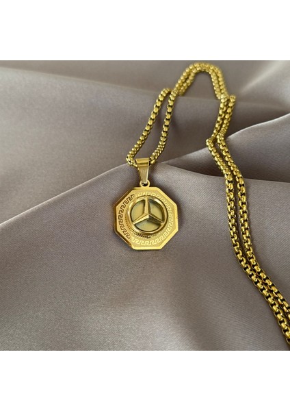 Gold Logolu Madalyon Kolye
