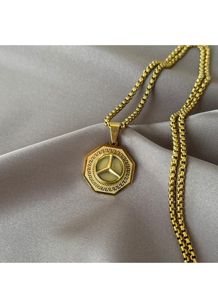 Gold Logolu Madalyon Kolye