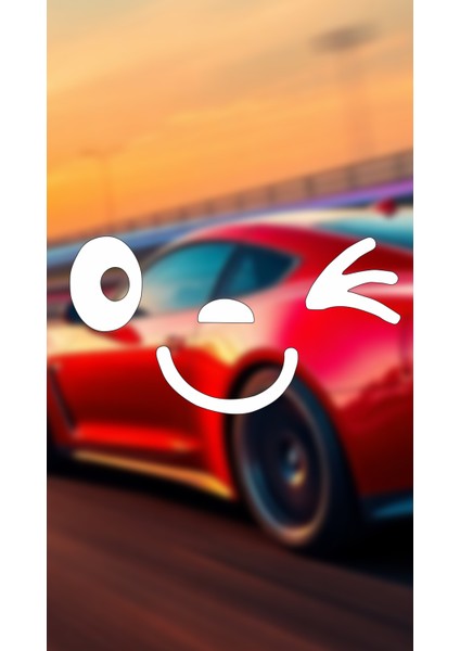 Gülen Yüz, Emoji Araba-Motosiklet Cam Etiket Sticker 13X7CM Beyaz Renk