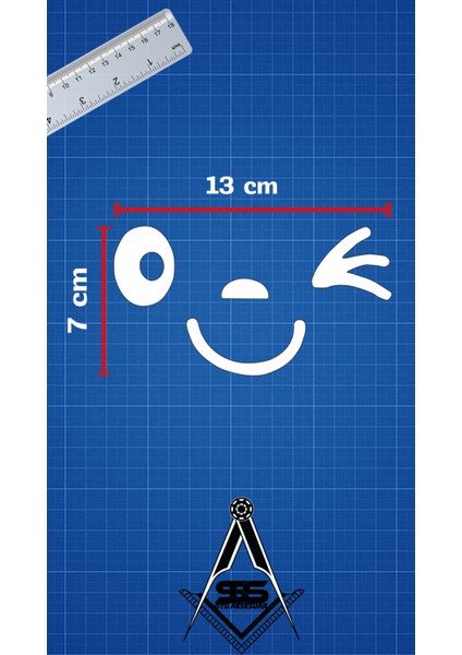 Gülen Yüz, Emoji Araba-Motosiklet Cam Etiket Sticker 13X7CM Beyaz Renk fiyatları