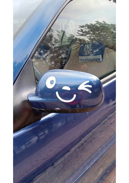 Gülen Yüz, Emoji Araba-Motosiklet Cam Etiket Sticker 13X7CM Beyaz Renk modelleri