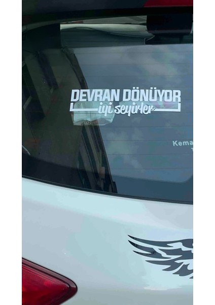 Devran Dönüyor, Iyi Seyirler Yazı Jdm Araba-Motosiklet Cam Etiket Sticker 24X7CM Beyaz Renk modelleri