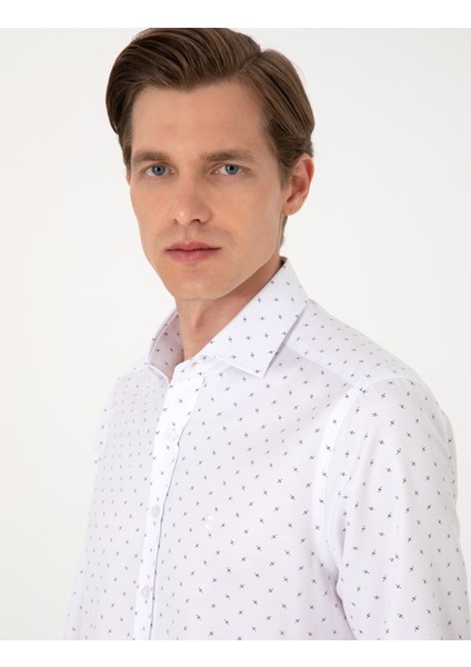 Erkek Beyaz Slim Fit Uzun Kollu Gömlek 50307134-VR013 fiyatları